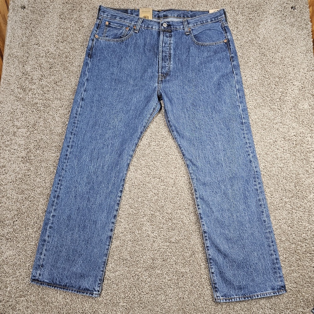 NWT Levi's 501 Jeans Mens 38x30 Blue Original Straight Button Fly MedWash Denim